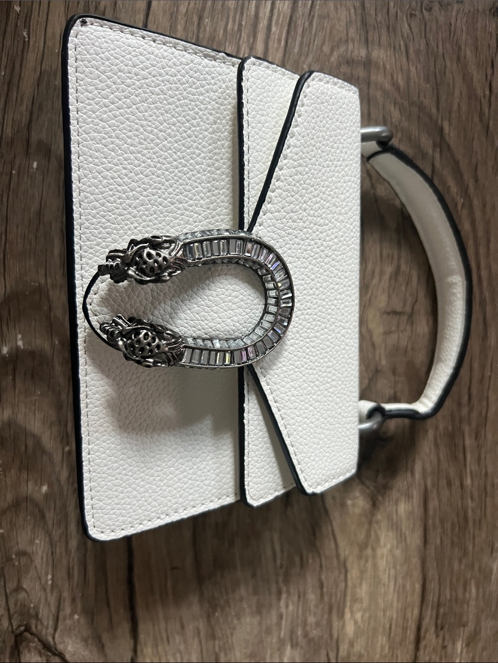White Top-Handle Women's Bag with Silver Hardware (missing strap)